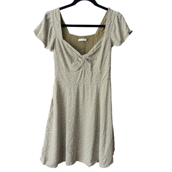 Abercrombie & Fitch Women's Knot Front Mini Dress Polka Dot Green White Size S - Picture 1 of 12